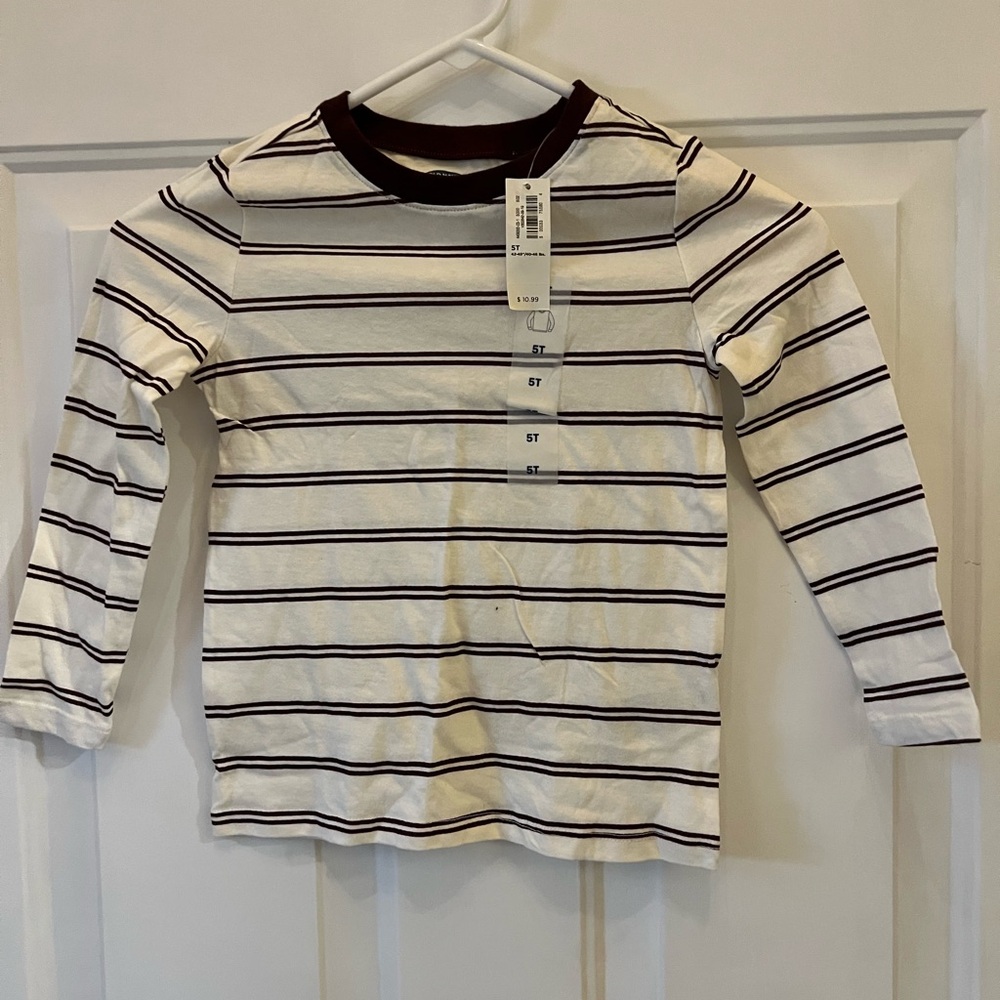 Old Navy Kids Long Sleeve Tee with Maroon Stripes